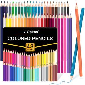 lot 20203 image: V-Opitos 48 Pack Colored Pencils Set, Pre-sharpened Coloring Pencils for Kids Beginners, Colored Pencils for Adult Coloring Books, Ideal Art Supplies for Sketching, Coloring and Painting(Broken led )