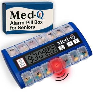 lot 20207 image: Med-Q Digital Pill Box with Alarms � Pill Organizer with Flashing Lights and Beeping Reminders � Monthly Pill Dispenser for Seniors, Dementia, Alzheimer�s, Medication and Vitamin Management