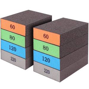 lot 20222 image: Romeda 8-Pack Sanding Sponge, Four Grits Per Pack 6080120220, Washable and Reusable Handmade Sandpaper Block, Drywall Sandpaper Blocks for Wooden Drywall Sheetrock and Metal Glazing (ONLY 5 pieces)