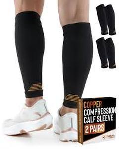 lot 12210 image: Doctorfts Select Copper Compression Calf Sleeves 2 Pairs