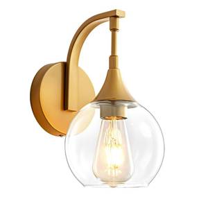 lot 1424 image: Gold Wall Sconce,1-Light Bathroom Vanity Lights Modern Wall Light Fixture with 4.9 Inches Clear Glass Shade, Wall Lamps for Bedroom Living Room Kitchen Stairway,E26