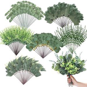 lot 1425 image: Ceenna 300 Pcs 6 Kinds Mixed Greenery Stem Artificial Faux Eucalyptus Leaves Silver Dollar Eucalyptus Picks and Sprays for Vase Dried Fake Greenery Filler Leaves Bundle for Wedding Floral Arrangement