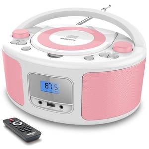lot 1428 image: WIITHINK Portable CD Player Boombox with Bluetooth, FM Radio Stereo, Remote Control, USB Input and 3.5mm AUX Headphone Jack, Programmable CD Player, 4 watts of Audio, ACBattery Powered