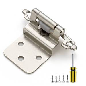 lot 1438 image: Ravinte 60 Pack 30 Pairs 38 Inch Inset Cabinet Door Hinges Kitchen Satin Nickel Semi-Concealed Face Mount Self-Closing Cabinet Hinges with Bumpers & Screwdriver