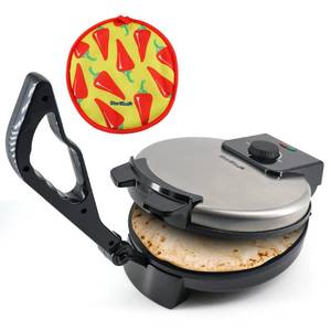 lot 1451 image: 10inch Roti Maker by StarBlue with FREE Roti Warmer and Removable Handle - The automatic Stainless Steel Non-Stick Electric machine to make Indian style Chapati, Tortilla, Roti AC 110V 5060Hz 1200W