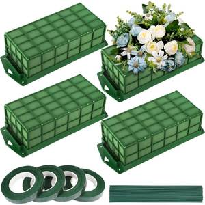lot 1458 image: Aodaer 4 Pieces Floral Foam Cage with Floral Foam for Fresh and Artificial Flowers Rectangle Dry and Wet Flower Cage Bowl Holder for Wedding, Home and Garden Arrangement Decorations