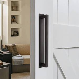 lot 2229 image: Homode Barn Door Handle, 12 Rustic Pull Handle Heavy Duty, Matte Black Square Door Pull with Flush Long Base, for Sliding Barn Door, Gate, Shed, Garage