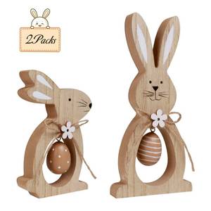 lot 2242 image: Antizz 2Pcs Easter Decorations for The Home Farmhouse Rustic Wooden Bunny with Egg Tiered Tray Happy Spring Decoration for Indoor Home Party Tabletop Decoration Easter Gifts