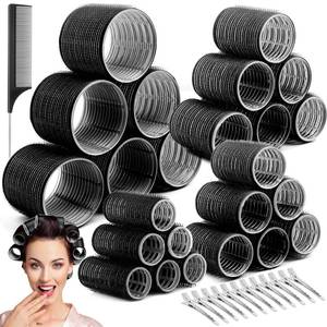 lot 2244 image: Hair Curler Rollers for Women 24PCS Heatless Hair Roller with 12PCS Clips, 4 Sizes��Jumbo Large Medium Small��Self Grip Holding Hair Rollers for Long Medium Short Thick Fine Volume Thin Bangs Hair