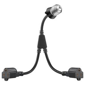 lot 2256 image: 1 Pcs 2 in 1 Light Socket to Plug Adapter, Convert E26E27 Bulb Socket to 2 Pieces 3 Prong Outlet with Extension Cord, Flexible Light Bulb Socket Converter Suitable for Porch Patio Garage Use (Black)