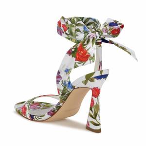 lot 3942 image: Nine West Womens Kelsie2 Heeled Sandal, White Floral 142, 5.5
