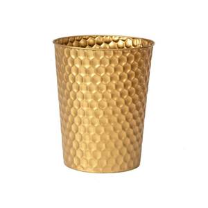 lot 3944 image: Venalys Small Metal Trash Can Wastebasket, Decorative Honeycomb Garbage Can Waste Basket, Modern Farmhouse Round Trash Bin for Bathroom, Bedroom, Kitchen and Office (Gold)
