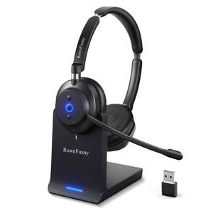 lot 3946 image: Wireless Headset with Mic for Work, Clear Sound �� Comfortable �� Stable Connection, Bluetooth Headset for Computer, Wireless Headset with Charging Base & USB Dongle for OfficeHomeCall Center