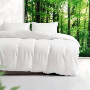lot 3966 image: Tencel Duvet Cover Set, FullQueen Size Cooling Duvet Cover for Hot Sleepers, 100% Eucalyptus Lyocell, 3 Pieces, 1 Zipper Closure Duvet Cover (90 x 90) and 2 Pillowcases (20 x 30) - White