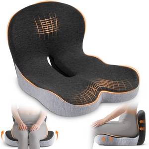 lot 3967 image: SSPATIOS Seat Cushion, Office Chair Seat Cushions for Office Chair with L-Shaped Ergonomic Design, Memory Foam Chair Cushion for Long Sitting Office Worker(Black Gray)