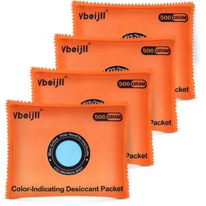 lot 3972 image: 500 Gram (4 Pack) Color-Indicating Desiccant Packs for Storage, Rechargeable Silica Gel Packets, Dehumidifier for Cars, Gun Safe, 3D Filaments, Safe, Electronics