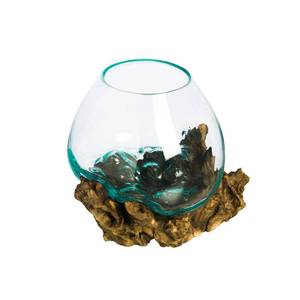 lot 3974 image: Cape Craftsmen 10 Hand-Blown Blue Tinted Bubble Glass On Natural Teak Driftwood Terrarium Kit  Home D�cor Indoor Planter with Stand  Pot for Succulent and Plants