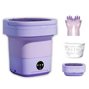 lot 3980 image: Portable Washing Machine,Mini Washer,16L Upgrade Mini Laundry Machine with Spin Basket,Deep Clean Baby Clothes,Underwear,Socks,Small Pet clothes Ideal for RV, Dorm, Camping (Purple)