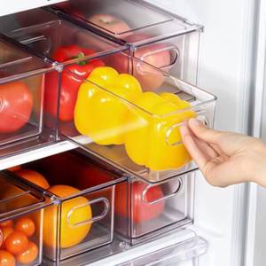 lot 3985 image: LALASTAR 2 Pack Fridge Organizer with Pull-out Drawer, Stackable Freezer Organizer Bin, Pantry Organization and Storage, BPA Free, 3.17QT