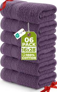lot 3986 image: Utopia Towels 6 Piece Premium Hand Towels Set, 16 by 28 inches, 100% Ring Spun Cotton, Lightweight and Highly Absorbent Towels for Bathroom, Travel, Camp, Hotel, and Spa, Plum
