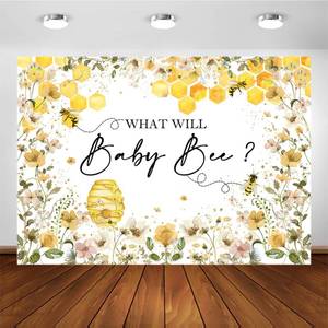 lot 4182 image: Avezano Bee Gender Reveal Backdrop What Will Baby Bee Photography Background Bumble Honeycomb Gender Reveal Party Decorations Banner Floral Theme Baby Shower Photo Backdrops (7x5ft)