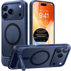 lot 4225 image: TORRAS Strong Magnetic & Seamless Stand for iPhone 17 Pro Max Case, Fit for MagSafe, Military Grade Drop Protection, Invisible Adjustable Kickstand, Camera Control Button, Translucent Matte Deep Blue