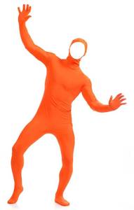 lot 4229 image: Aniler Mens and Womens Spandex Open Face Full Body Zentai Costume Bodysuit (Medium, Orange)