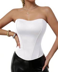 lot 6026 image: Lingt Chic Womens Strapless Corset Top Boning Padded Bust Bustier with Adjustable Zipper Body Shaping Tube Top size M