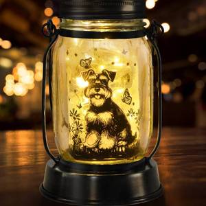 lot 6028 image: kyoryuger Schnauzer Gifts for WomenMen Schnauzer Solar Lanterns Dog Mom Birthday Dog Lovers Lantern Pet Loss Pet Memorial Lights Solar Garden Decoration for Yard, Patio,Backyard,Porch Torches
