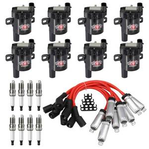lot 6031 image: 8 Pack D585 UF262 Round Type Ignition Coils with Spark Plugs and Wires, Compatible with Chevy Silverado 1500 2500 3500 Tahoe Suburban Express Sierra Savana Yukon GMC, Replace OEM# C1512 12622553