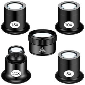 lot 6047 image: 5 Pcs Jewelers Loupe Portable Monocular Magnifier Magnifying Glass Eye Loops Magnifier with 30 x 36 mm Lens Watch Jewelry Experimental Repair Tool for Textile Optical Circuit Coins (5X 10X 15X 20X)
