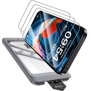 lot 6062 image: TAURI 4 in 1 for iPhone 16 Pro Screen Protector, 3 Pack Tempered Glass Film  1 Dust Free Easy Installation Tool, 9H Hardness Bubble Free Micro-curved Edges HD Screen Protector for 16 Pro