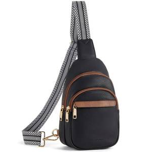 lot 6064 image: BOSTANTEN Small Sling Bag for Women Leather Crossbody Bags Fanny Pack Chest Bag for Travel, Black