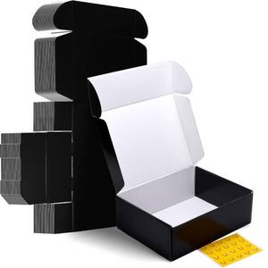 lot 6067 image: HORLIMER 12x9x4 inches Shipping Boxes Set of 20, Black Medium Corrugated Cardboard Gift Mailer Box