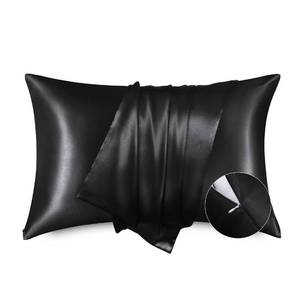 lot 6072 image: Bedsure Satin Pillowcase with Zipper, Similar to Silk Pillow Cases 2 Pack, Satin Pillow Cases Queen Size Set of 2, Silky & Soft Black Pillow Covers for Hair and Skin, Gifts for Women Men, 20x30 Inches