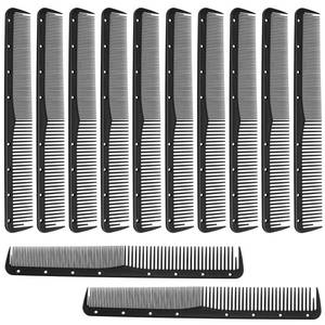 lot 6073 image: Leinuosen 12 Pcs Carbon Fine Cutting Comb for Salon Hairdressing, Heat Resistant Barber Comb (Black)