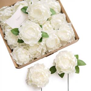 lot 6078 image: Lings moment Flowers 16pcs Ivory Blooming Peonies Artificial Flowers with Stem, Artificial Peony Flowers for DIY Wedding Decorations Centerpieces Bouquets Boutonnieres