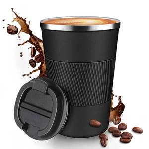 lot 6090 image: Baodaadan 12OZ Travel Coffee Mug Insulated Coffee Cup with Spill Leak Proof Lid, Portable Stainless Steel Tumbler Reusable Hot and Cold Water Mug for Car, Daily, Camping-Black
