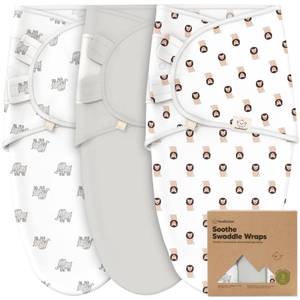 lot 6091 image: 3-Pack Organic Baby Swaddle Sleep Sacks - Swaddles for Newborns, Infant 0-3 Months, Baby Girls, Boys, Soft & Snug Newborn Sleep Sack, Nursery Swaddling Blankets (The Wild 2, OS)