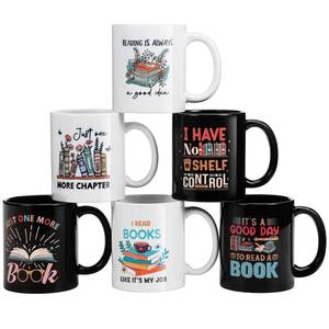 lot 6096 image: Reallnaive 6 Pack Book Lover Coffee Mugs 11oz Ceramic Tea Cups with Funny Reading Quotes Literary Gifts for Bookish Librarians Teachers Readers Book Club Library Lovers
