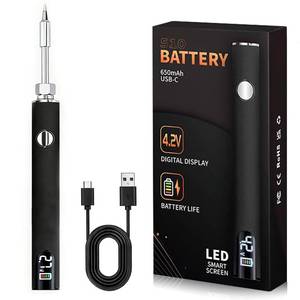 lot 6098 image: 510 Threaded Battery Cart Pen, Portable Cordless Soldering Iron Cart Pen, USB-C Rechargeable with LED Screen, 650mAh Adjustable Temperature for Electronics Repair, DIY, & Phone Fix (Black)