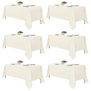lot 6101 image: Fitable Ivory Rectangle Tablecloths for 6 Foot Tables, 6 Pack - 70 x 108 Inches - Stain Resistant and Washable Table Clothes, Polyester Fabric Table Covers for Wedding, Party, Banquet, Buffect
