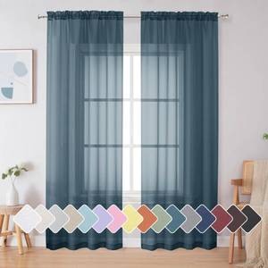 lot 6104 image: Simplebrand Dusty Blue Sheer Curtains 84 Inches Long, Light Filtering Rod Pocket Solid Color Window Sheer Curtain Panels, Elegant Curtains & Drapes for Living Room, Bedroom 2 Panels (42 W x 84 L)