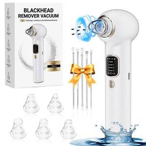 lot 6125 image: Pore Vacuum Blackhead Remover with Heating, Blackhead Extractor with 3 Adjustable Suction Levels, 5 Probes, Blackhead Remover Tools for Women and Men (White)