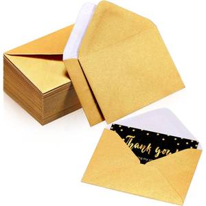 lot 6144 image: Yahenda 200 Count Gold Mini Gift Card Envelopes Bulk Wedding Pocket Small Business Paper Envelopes Gift Card Sleeves Greeting Tiny Pocket 4 x 2.7 Inch for Graduation Engagement Birthdays Banquets