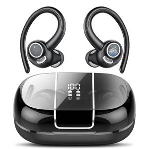 lot 6145 image: Wireless Earbuds Bluetooth 5.3 Headphones Sports, 48H Over Ear Buds with ENC Mic, Stereo Deep Bass Bluetooth Earbuds with Secure Earhooks, LED Display, IPX7 Waterproof Earphone for RunningGymWorkout