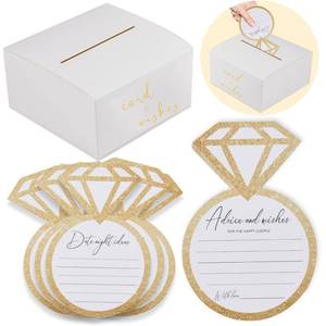 lot 6170 image: Leislite Bridal Shower Games Wedding Advice Cards Wedding Shower Games 50 Guests Advice and Wishes Ring Shaped Gold