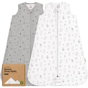 lot 6187 image: 2-Pack Baby Sleep Sacks, Zipper Wearable Blanket - 0.5TOG Organic Cotton,Lightweight,Soft Cozy Toddler Sleeping Sack 6-12 months,Easy to Wear Large Newborn Transition Swaddles Sleepsacks (Woodland, M)