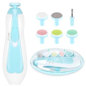 lot 6198 image: Electric Nail File Drill for Baby No Sharp Claws Hurt, 6 in 1 Safety Cutter Trimmer Clipper for Toes and Fingers (Blue)