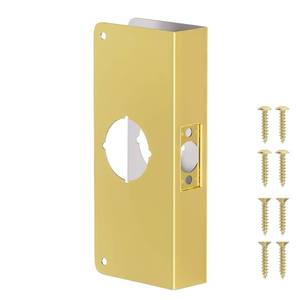 lot 6200 image: naubea Door Knob Reinforcement Plate, Polished Gold, Fits 1-34 Doors, 2-38 Backset, Door Lock and Door Knob Cover Plate, Deadbolt Cover Plate Reinforce and Repair Wood or Metal Doors
